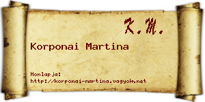 Korponai Martina névjegykártya